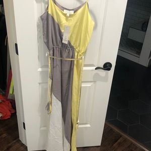 Olive & Oak. Size S. Yellow gray white color block maxi dress. NWT